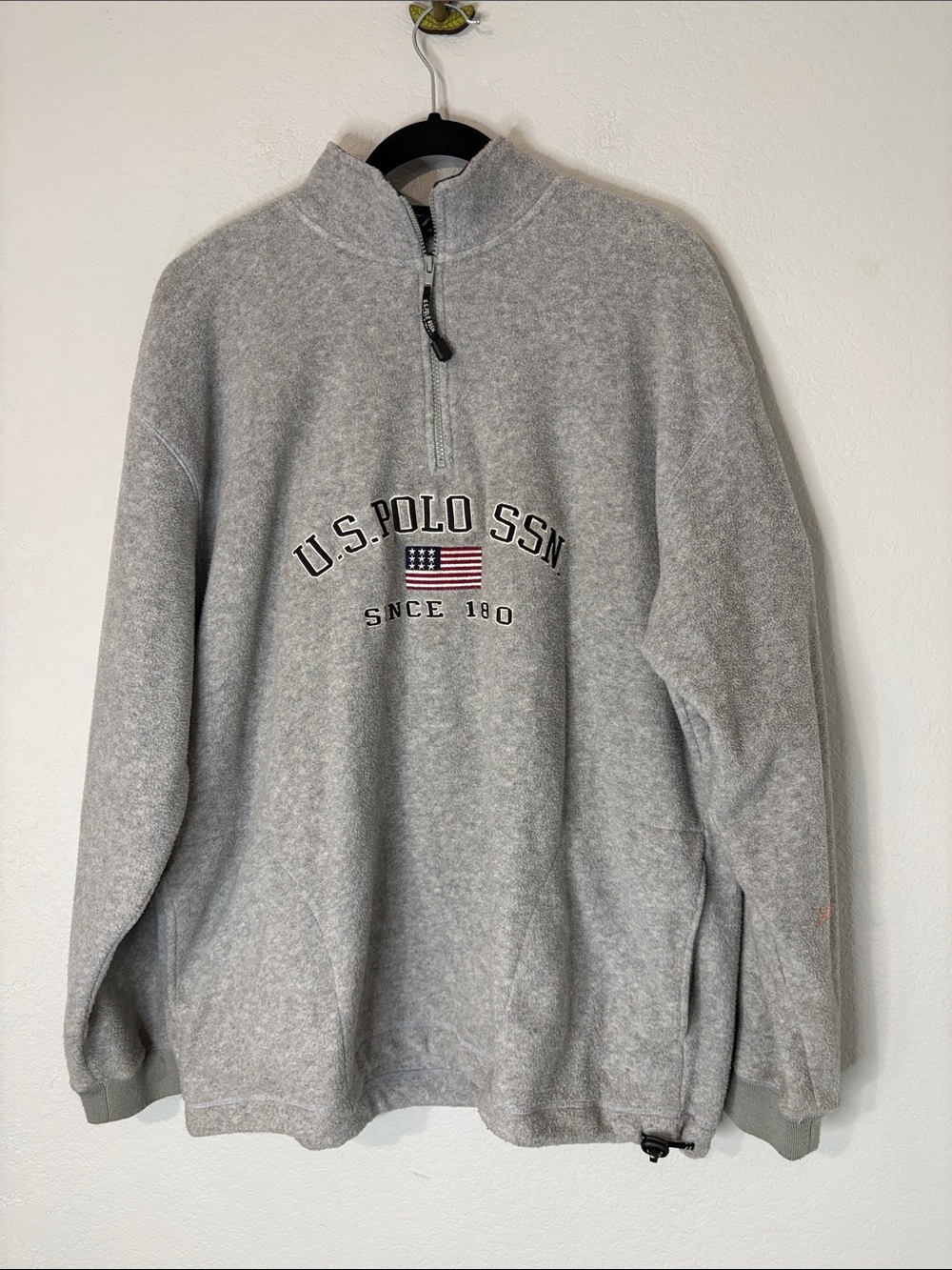 US Polo Assn Gray VTG Pullover Quarter Zip XL